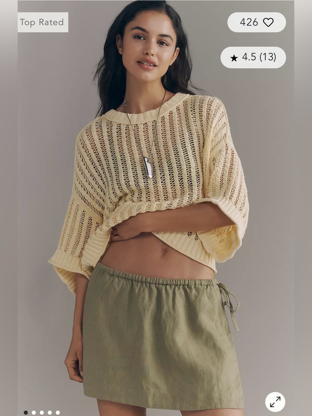 Anthropologie Goldie Corded Mesh Crew Neck Sweater in Light Yellow Size XS. NWT